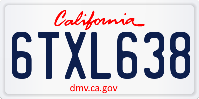 CA license plate 6TXL638