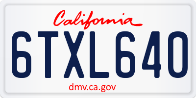 CA license plate 6TXL640