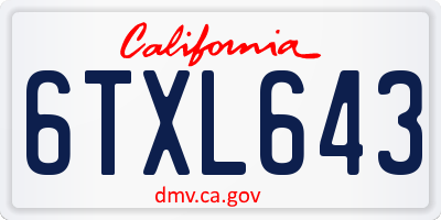 CA license plate 6TXL643