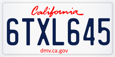 CA license plate 6TXL645