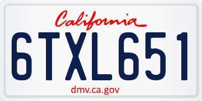 CA license plate 6TXL651