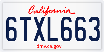 CA license plate 6TXL663