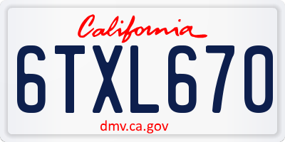 CA license plate 6TXL670