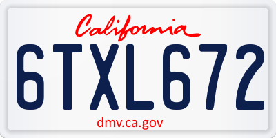 CA license plate 6TXL672