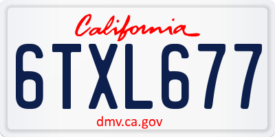 CA license plate 6TXL677