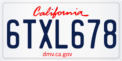CA license plate 6TXL678