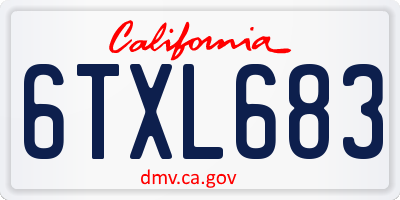 CA license plate 6TXL683