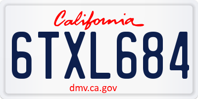 CA license plate 6TXL684