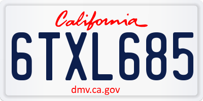 CA license plate 6TXL685