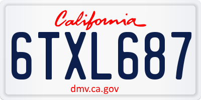 CA license plate 6TXL687