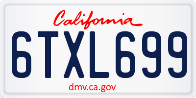 CA license plate 6TXL699