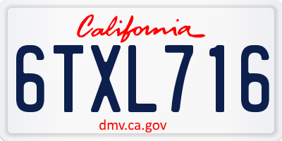 CA license plate 6TXL716