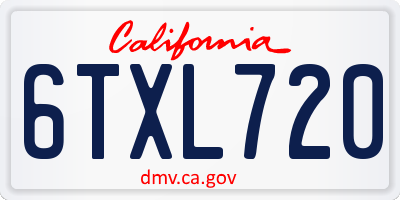CA license plate 6TXL720