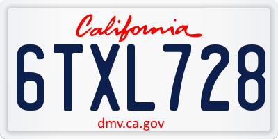 CA license plate 6TXL728