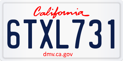 CA license plate 6TXL731