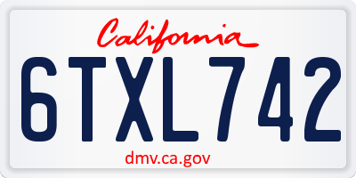 CA license plate 6TXL742