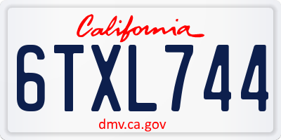 CA license plate 6TXL744
