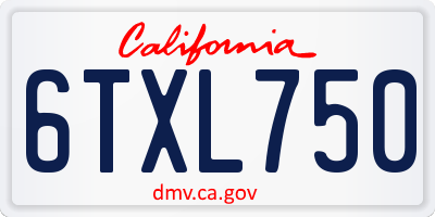 CA license plate 6TXL750