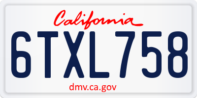 CA license plate 6TXL758