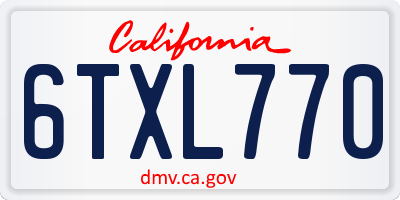 CA license plate 6TXL770
