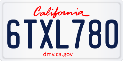 CA license plate 6TXL780