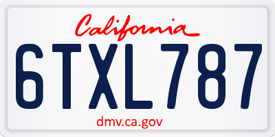 CA license plate 6TXL787