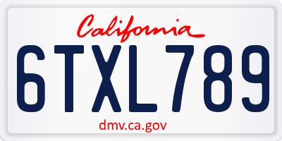 CA license plate 6TXL789