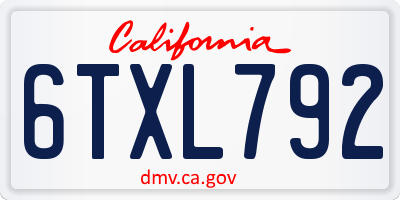 CA license plate 6TXL792