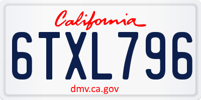 CA license plate 6TXL796