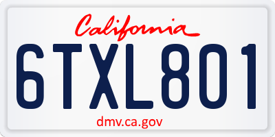 CA license plate 6TXL801