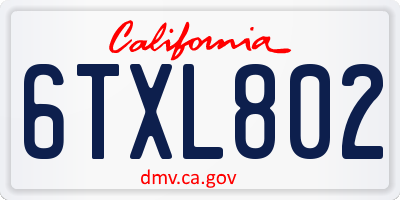 CA license plate 6TXL802