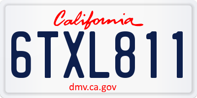 CA license plate 6TXL811