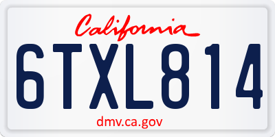 CA license plate 6TXL814