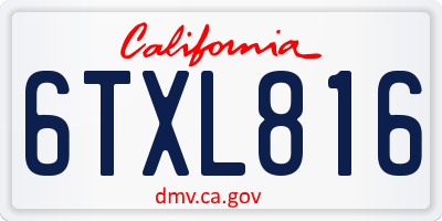 CA license plate 6TXL816