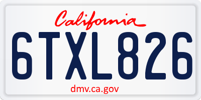 CA license plate 6TXL826