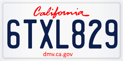 CA license plate 6TXL829