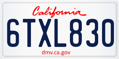 CA license plate 6TXL830