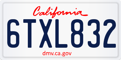 CA license plate 6TXL832