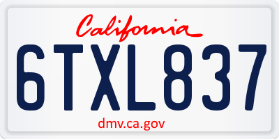 CA license plate 6TXL837