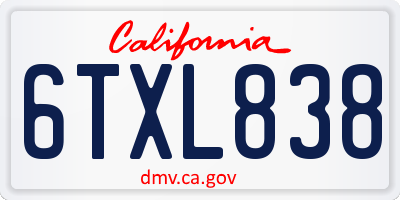 CA license plate 6TXL838