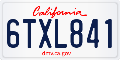 CA license plate 6TXL841