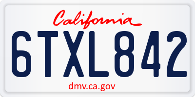 CA license plate 6TXL842