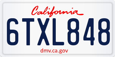 CA license plate 6TXL848