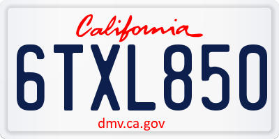 CA license plate 6TXL850