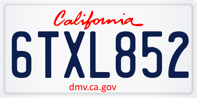 CA license plate 6TXL852
