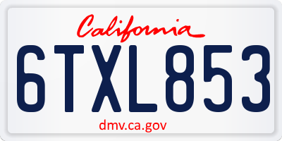 CA license plate 6TXL853