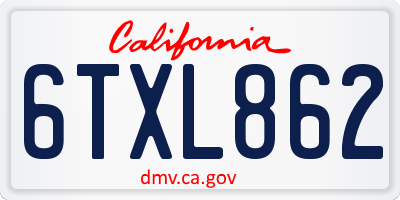 CA license plate 6TXL862