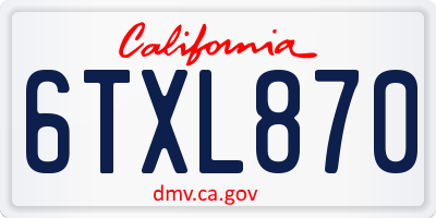 CA license plate 6TXL870