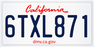 CA license plate 6TXL871