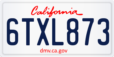 CA license plate 6TXL873